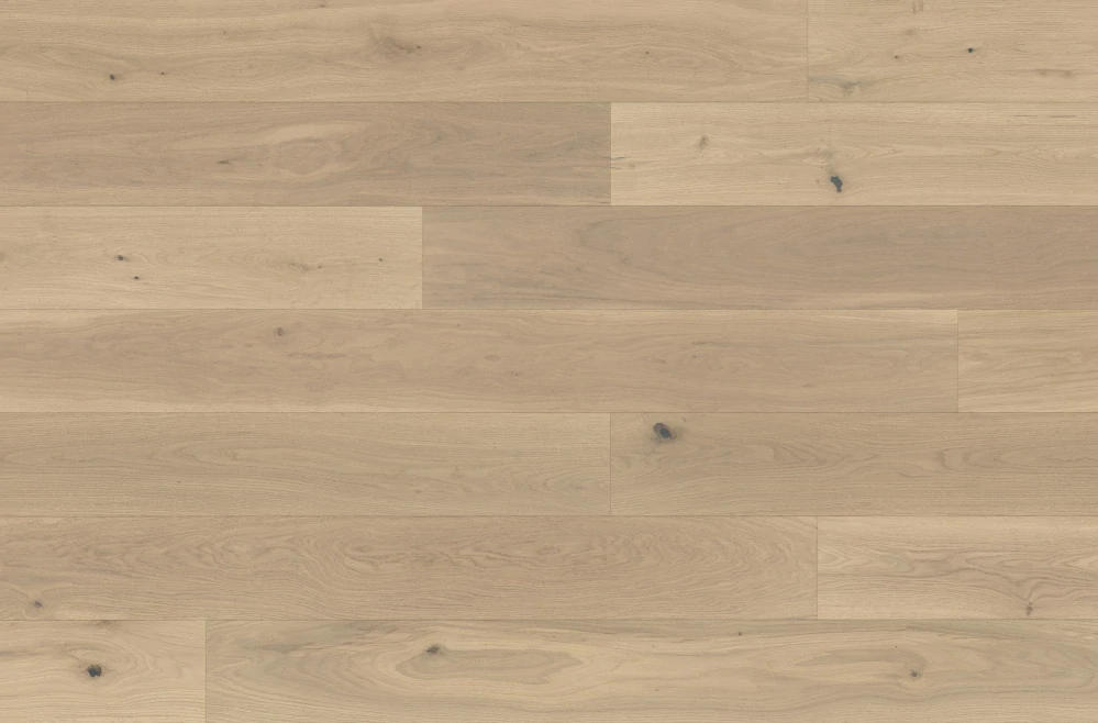 Dub Standard, lehce rustikální, bílý oxidativní olej, lehký kartáč, podlaha dřevěná třívrstvá FLOOR!T GLORY