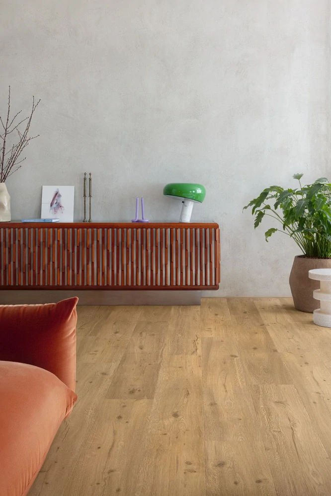 Caramello, Rustic - rustikální, synchronní struktura rawthentic, podlaha vinylová lepená Floorify LONG PLANKS GLUEDOWN