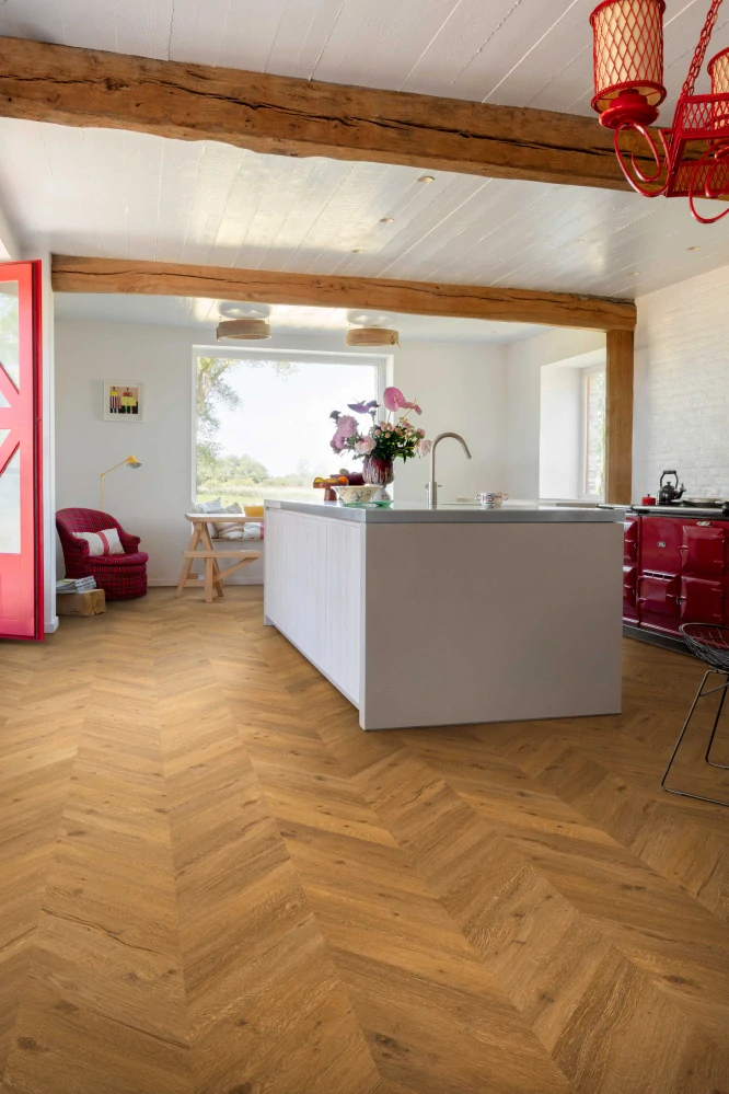 Oscar, Rustic - rustikální, kartáčovaná synchronní textura, podlaha vinylová rigidní Floorify CHEVRON