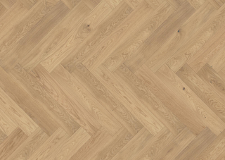 Dub Natur, výběrové třídění bez suků, bílý oxidativní olej, velmi lehký kartáč, podlaha dřevěná třívrstvá FLOOR!T CASTLE HERRINGBONE