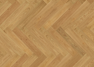 Dub Natur, výběrové třídění bez suků, matný lak, velmi lehký kartáč, podlaha dřevěná třívrstvá FLOOR!T CASTLE HERRINGBONE